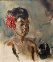 Balinese boy with hibiscus / Kebang Spatu