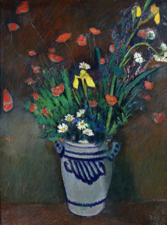 Wild Flowers in a Sieburg Jar / Standing Woman with Hat and Umbrella