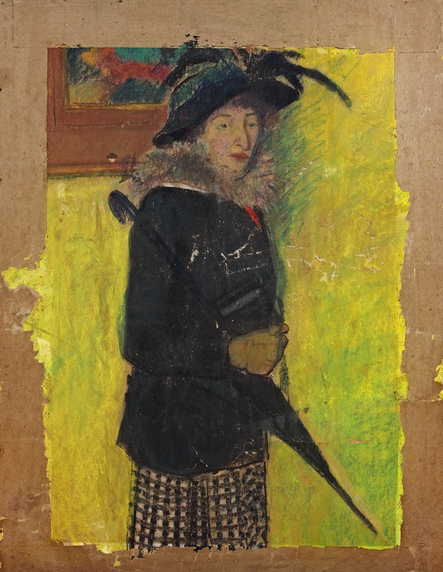 Wild Flowers in a Sieburg Jar / Standing Woman with Hat and Umbrella