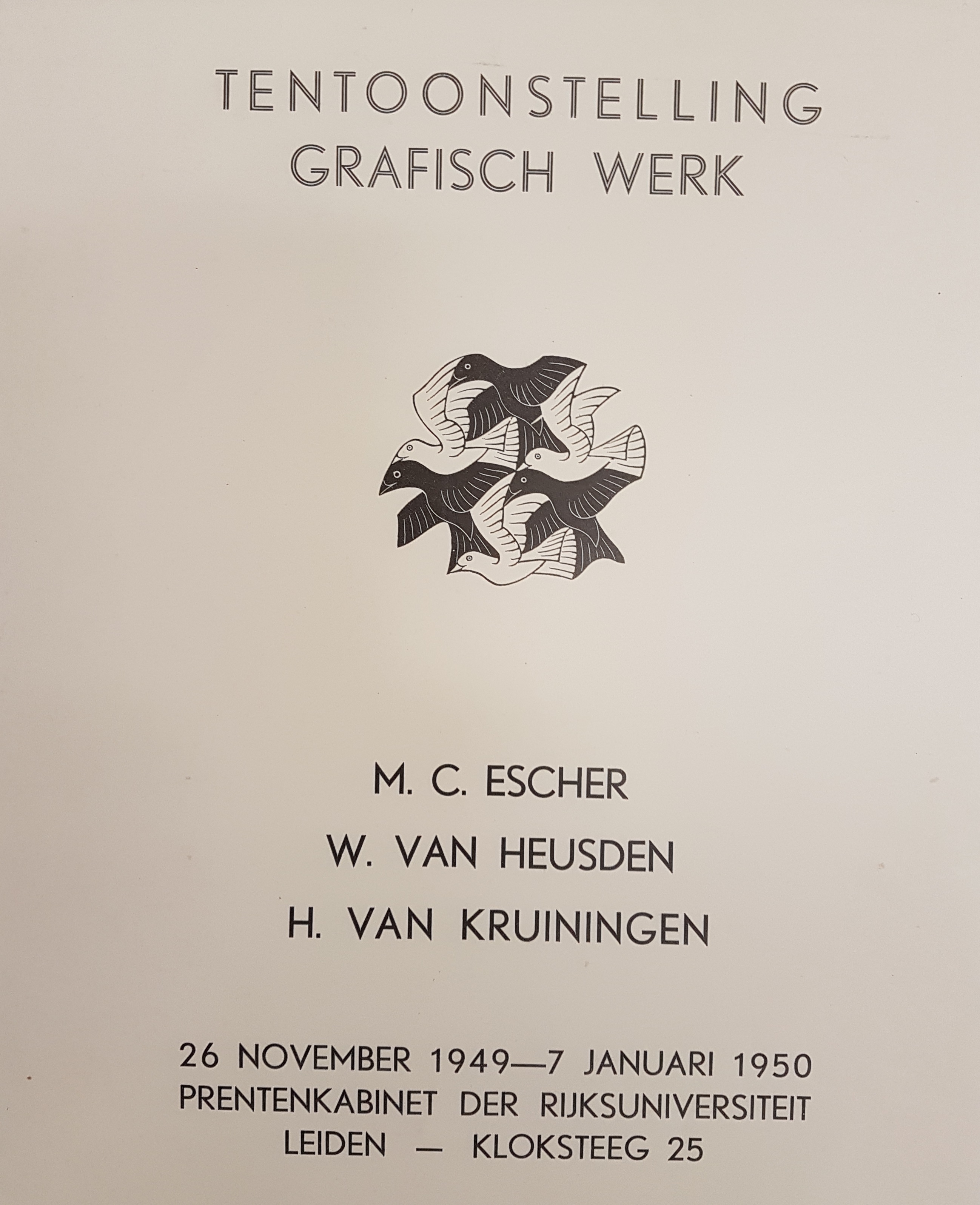 Zeldzaam Affiche expositie Prentenkabinet Leiden 1949-1950