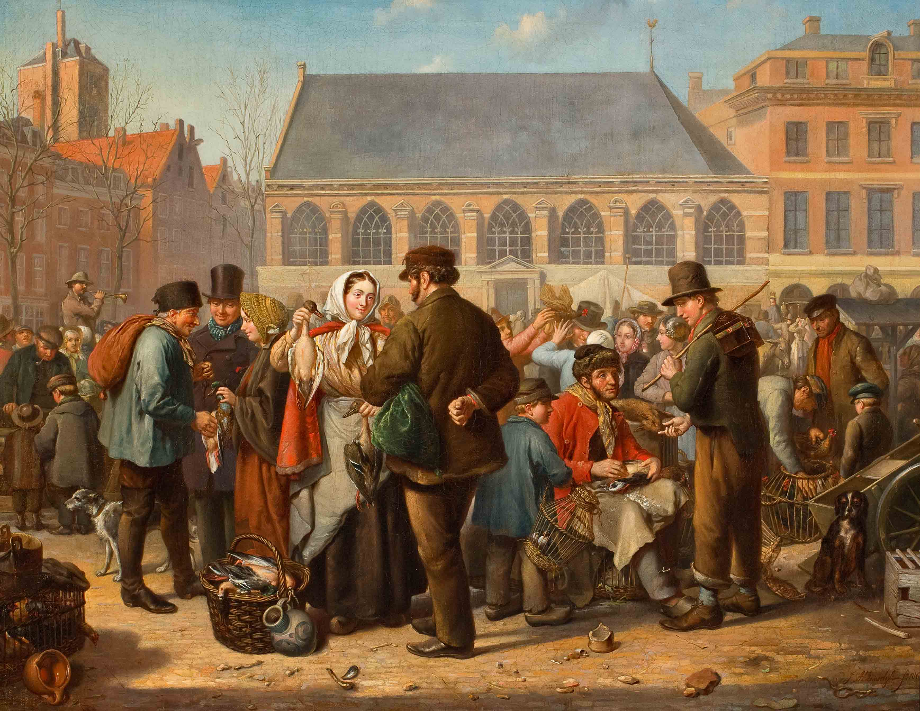 Vele figuren op de Nieuwe Markt te Rotterdam
