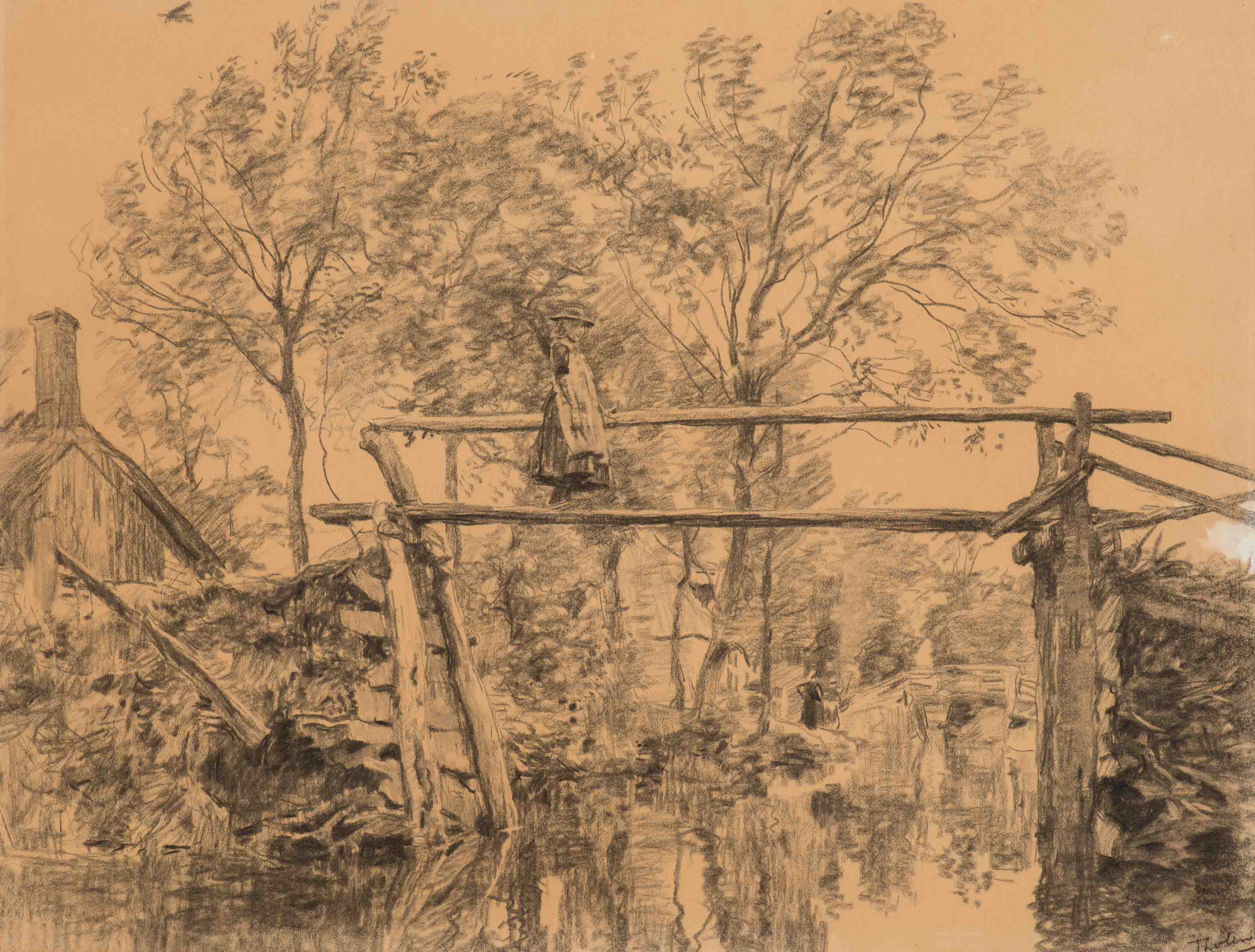 Zusje op het bruggetje te Giethoorn (ca. 1886)