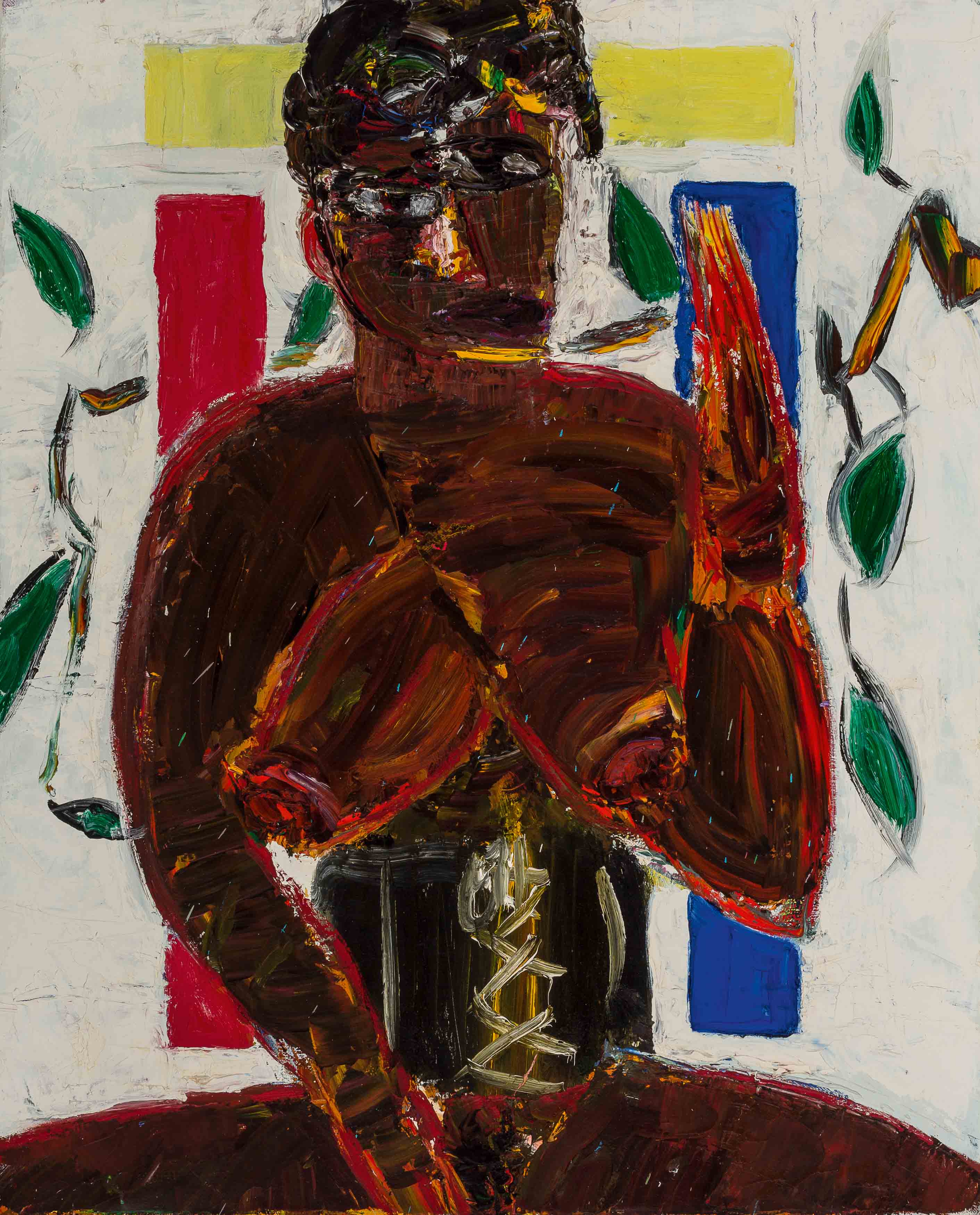 Vrouw met Van der Leck compositie Vrouw met Van der Leck compositie