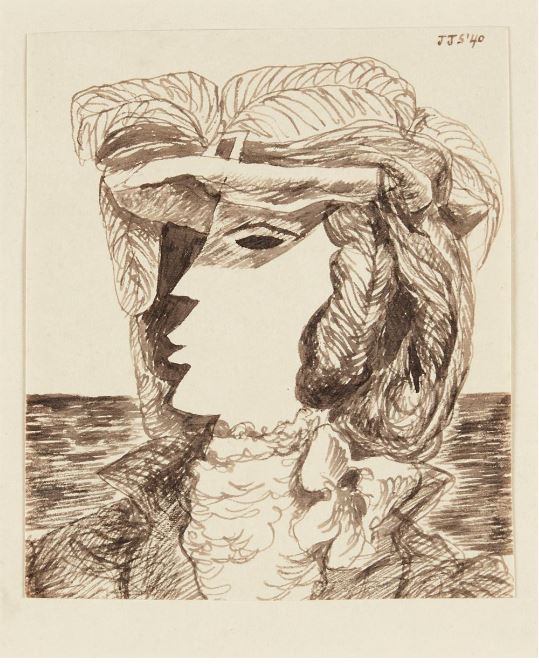 Portrait of a lady in a hat, 1940.