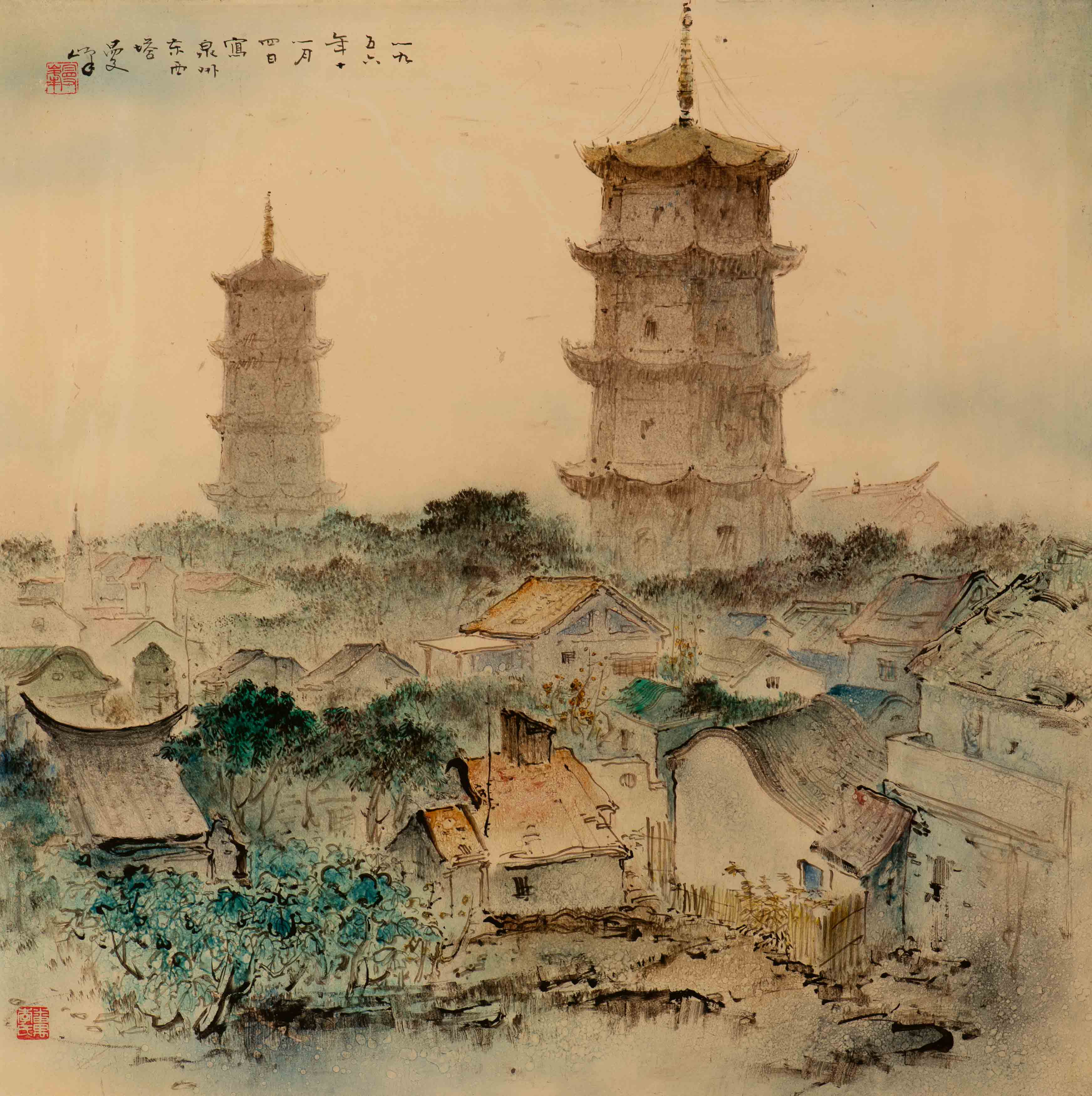 LEE-MAN-FONG（李　曼峰）、家の庭（京都）、希少な額装用画集画 LEE-MAN-FONG（李 曼峰）、家の庭（京都）、希少な額装用画集画