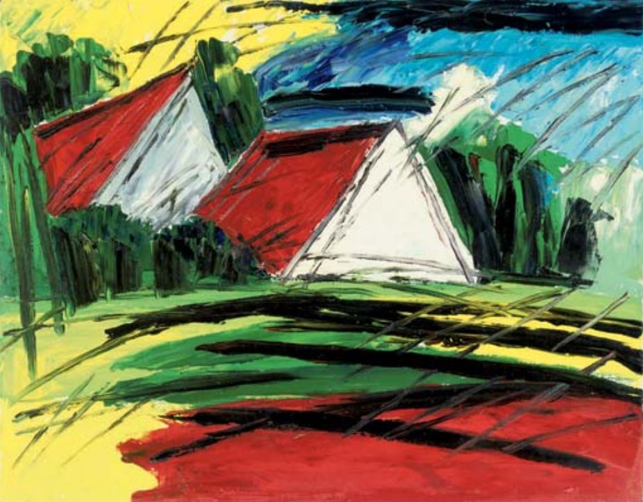 Farm houses in a landscape