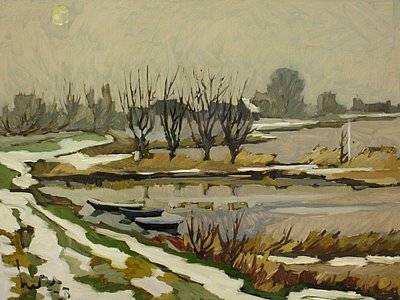 Midwinter aan de Andelse maas