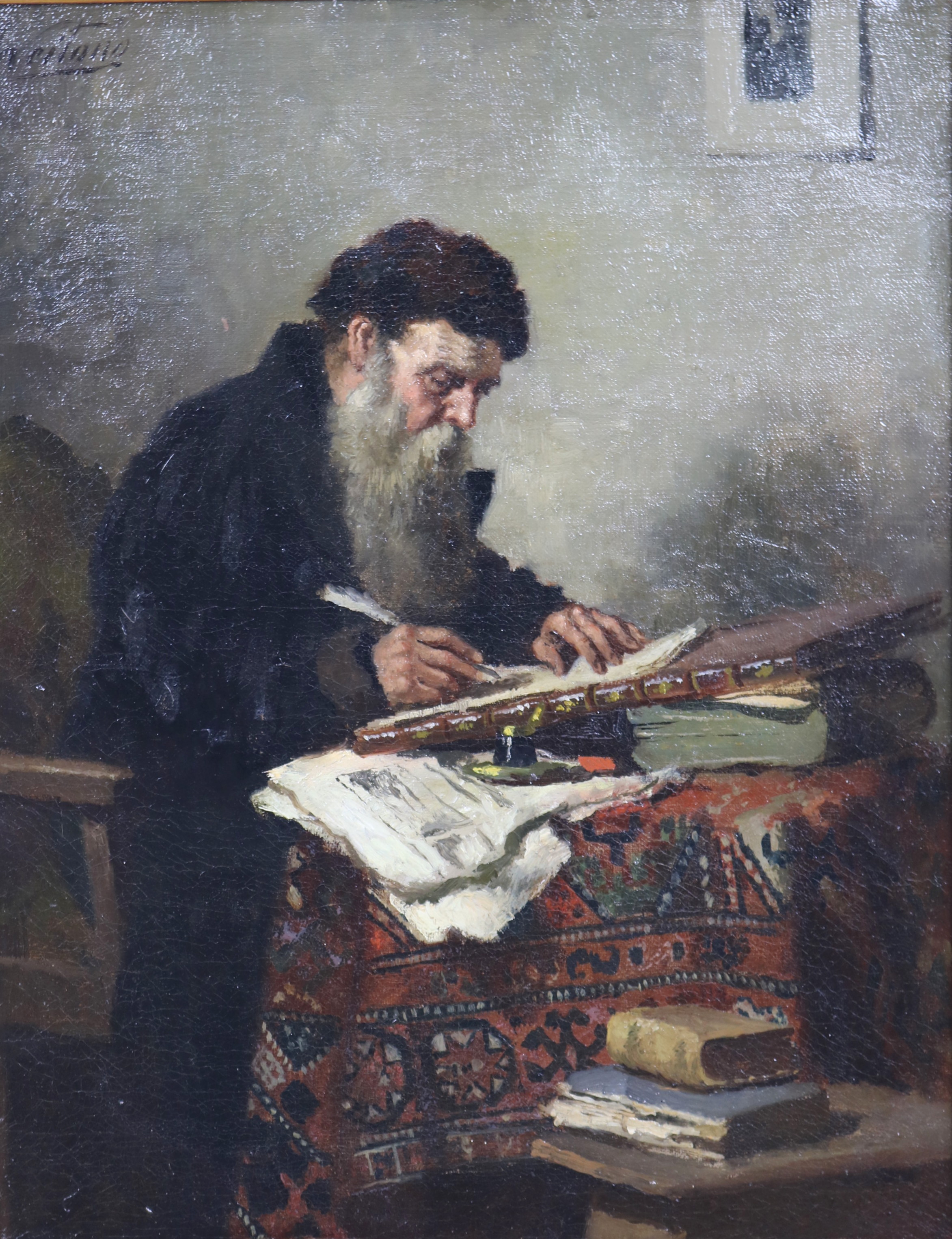 Een geleerde aan zijn schrijftafel