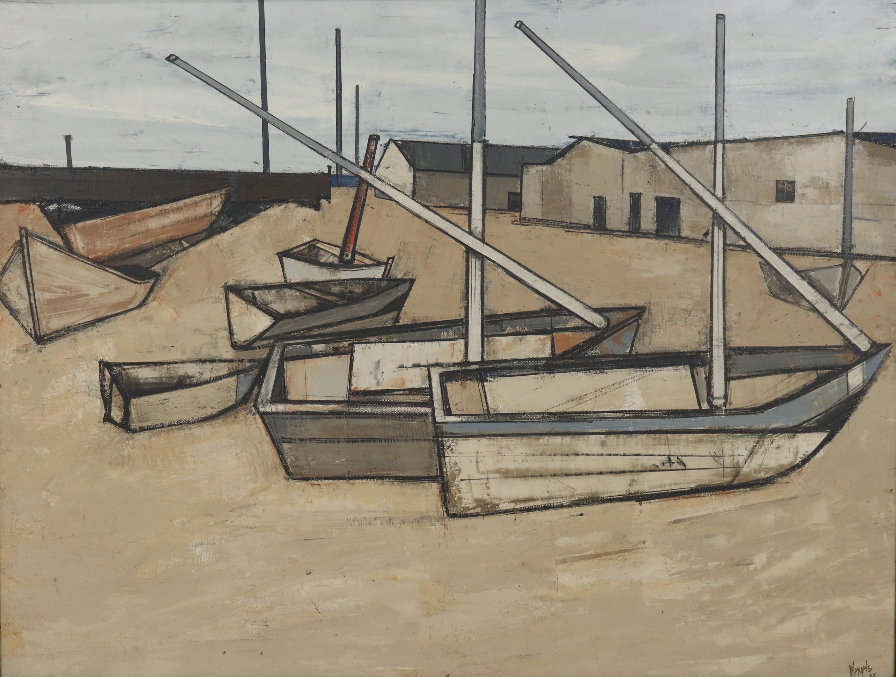 Vissersboten op het strand
