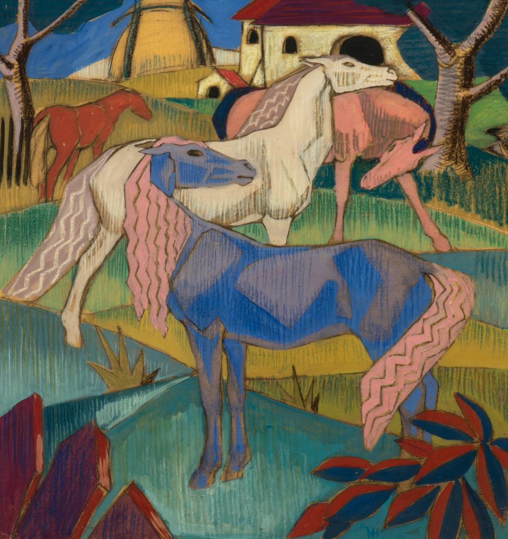 Horses in the field, c. 1928.