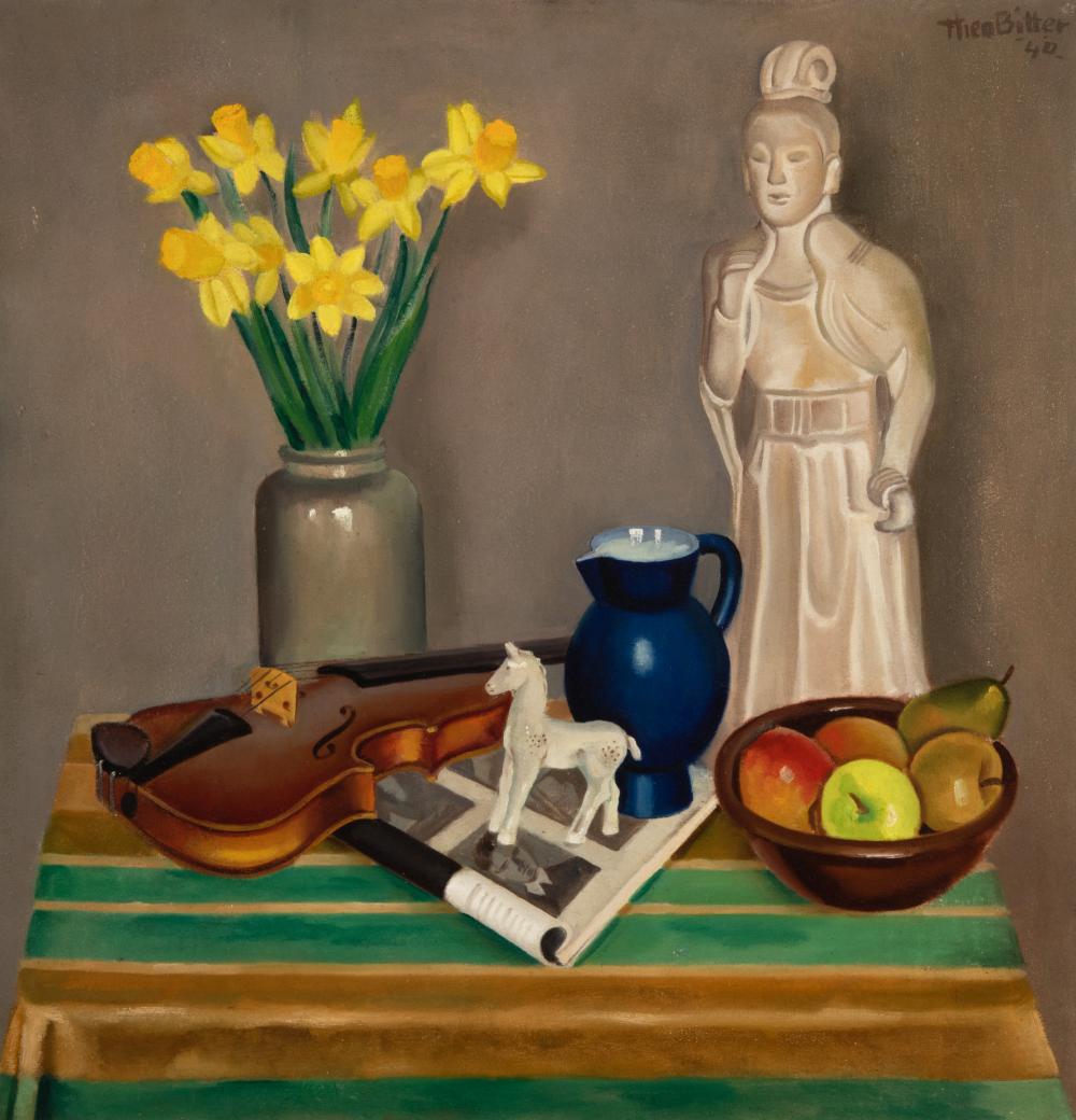 Still life with daffodils, violin and statue, 1940