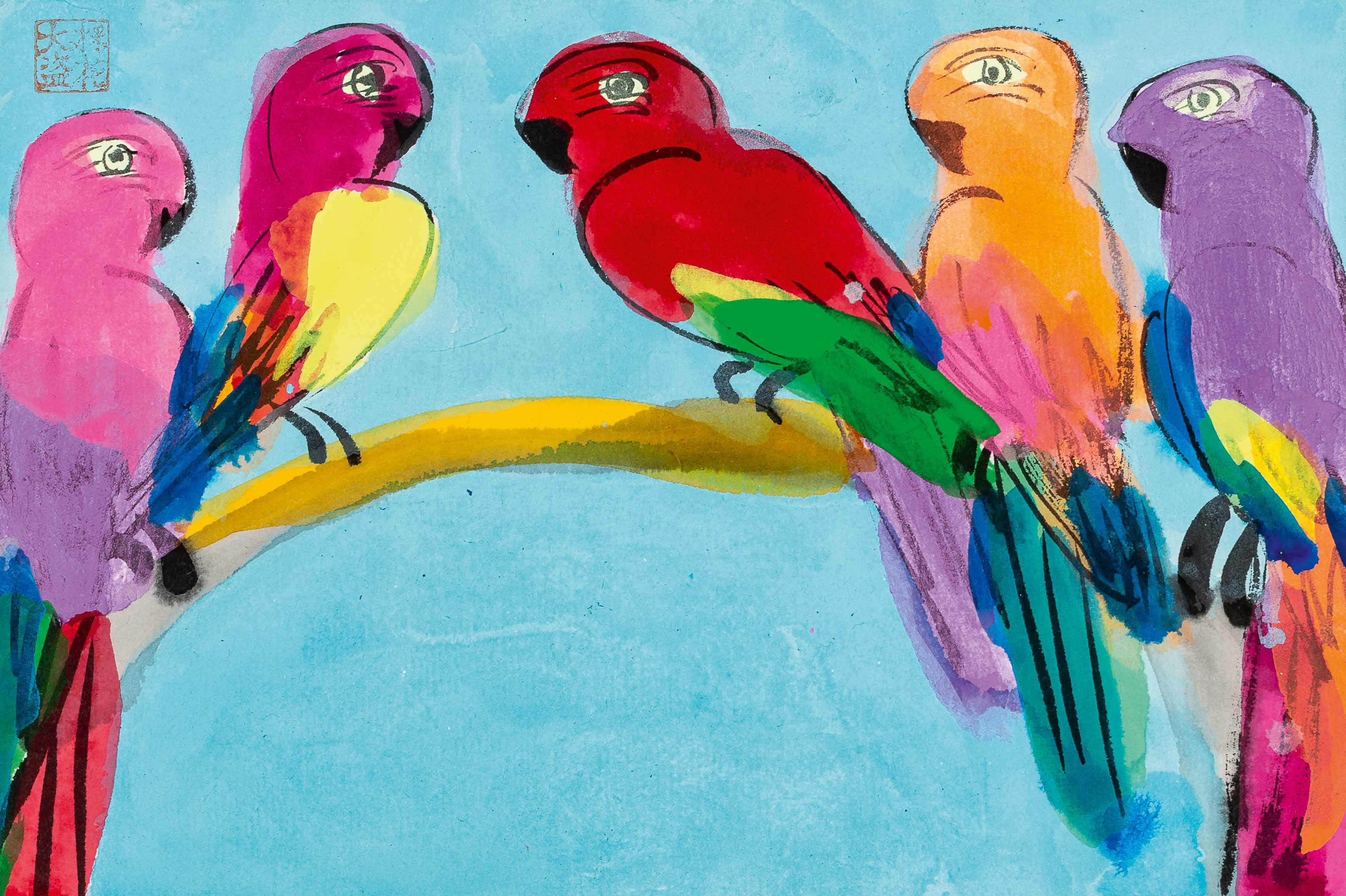 Five parrots