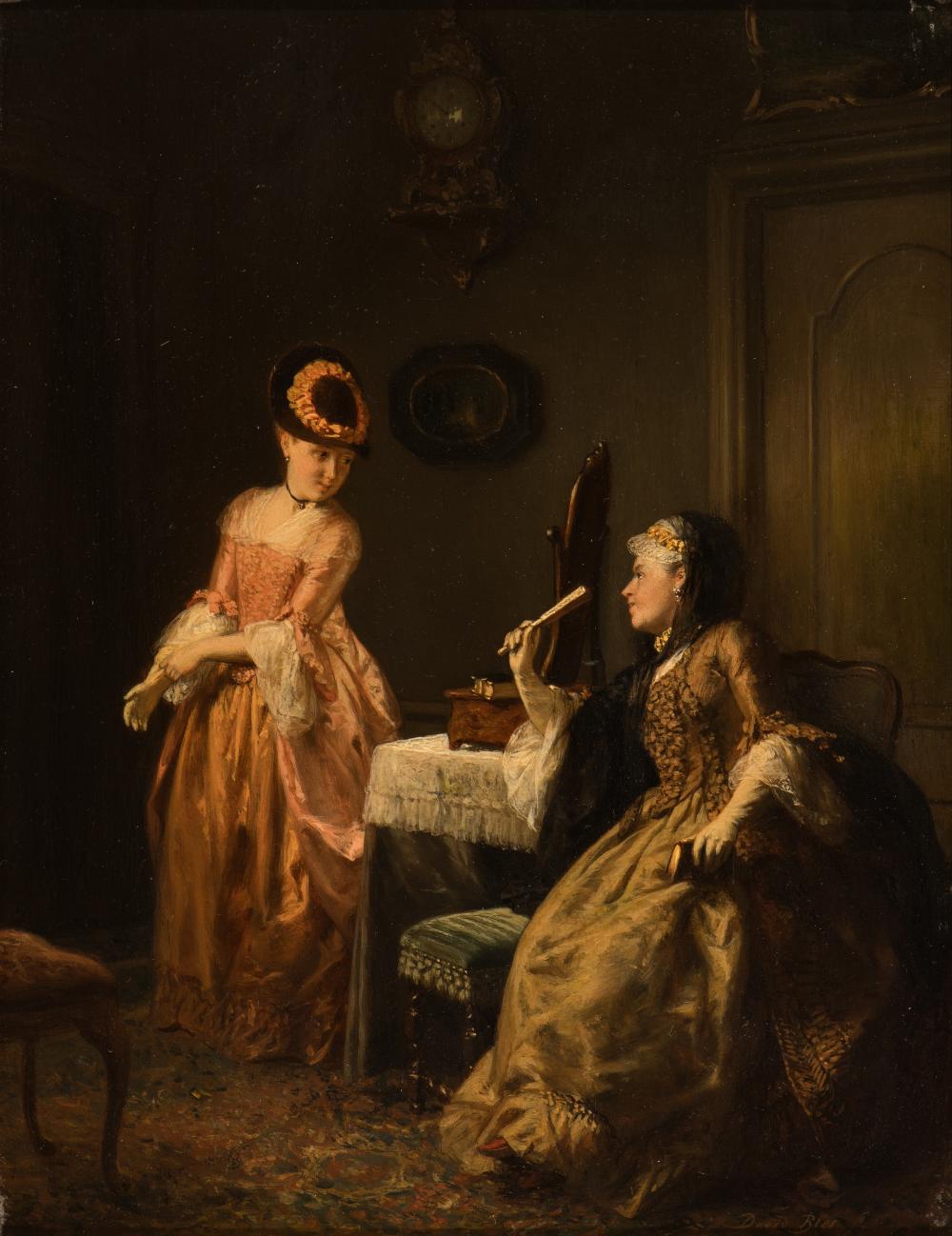 Confidence: two elegant ladies in an interior (c. 1871)