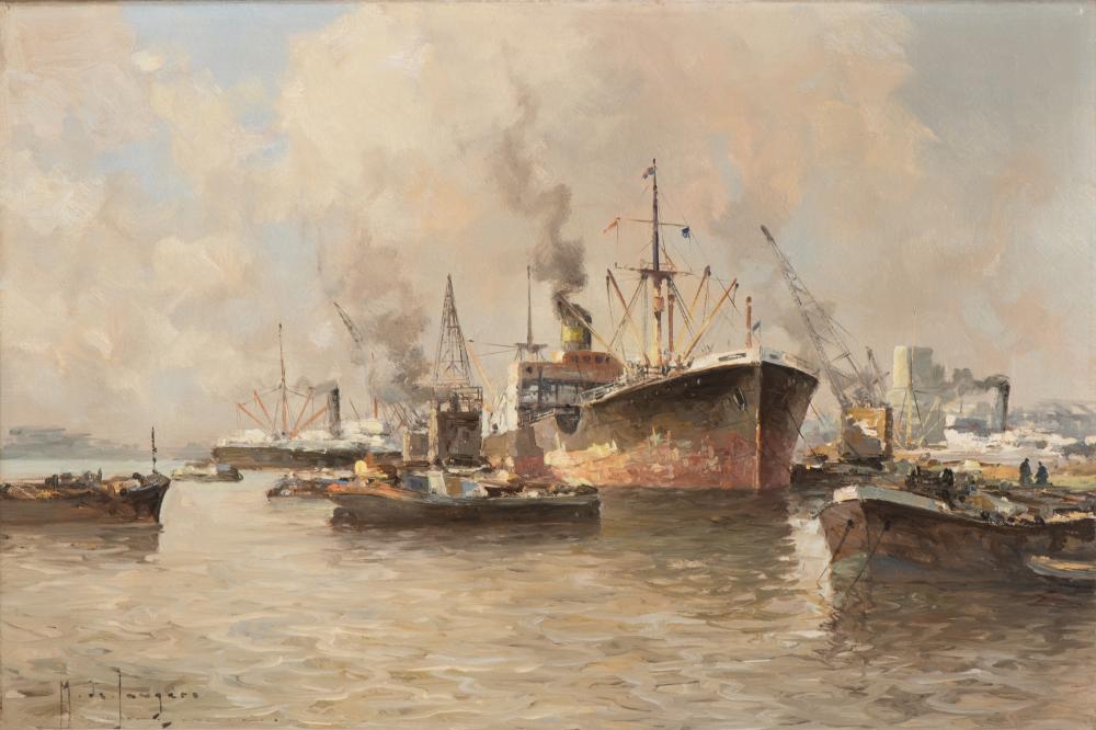 Boatmen at work in the harbour