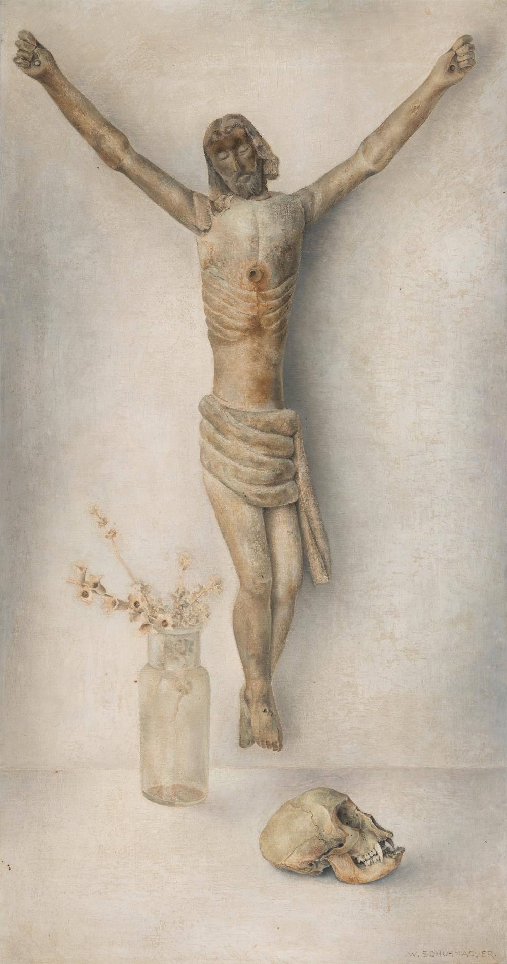 Stilleven met crucifix en apenschedel / Still life with crucifix and monkey skull (1937)