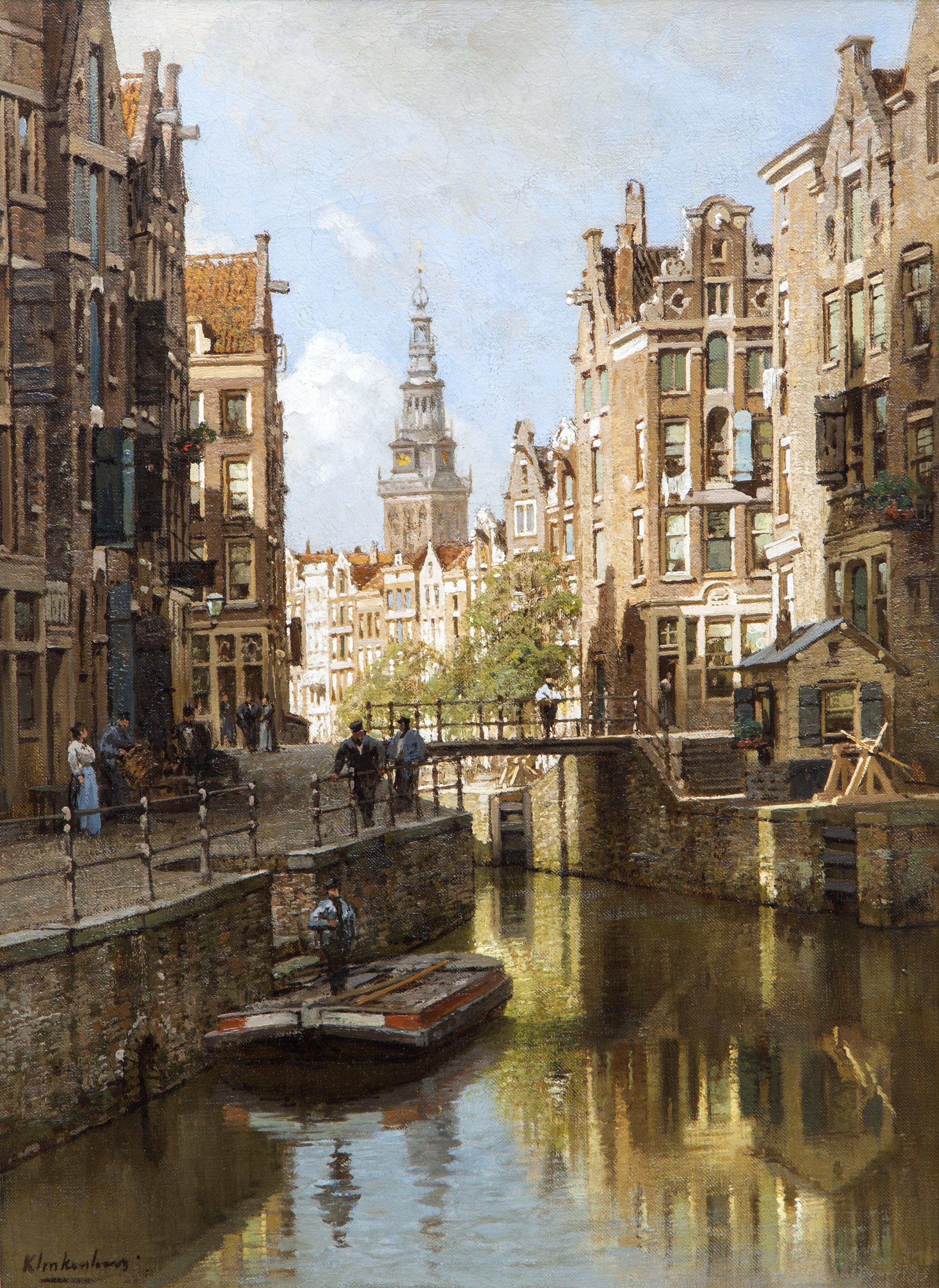 A view of the Oudezijds Kolk with the Oude Kerk in the distance, Amsterdam A view of the Oudezijds Kolk with the Oude Kerk in the distance, Amsterdam