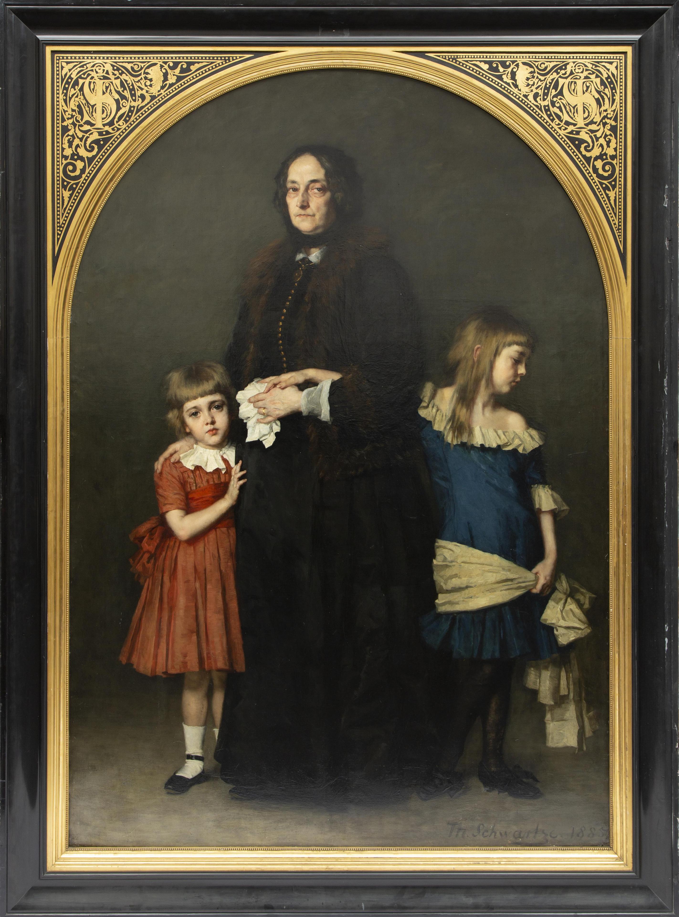 A portrait of Maria Elisabeth Theresia (Elise) Schwartze-Herrmann with her grandchildren Letty and Lizzy Ansingh A portrait of Maria Elisabeth Theresia (Elise) Schwartze-Herrmann with her grandchildren Letty and Lizzy Ansingh