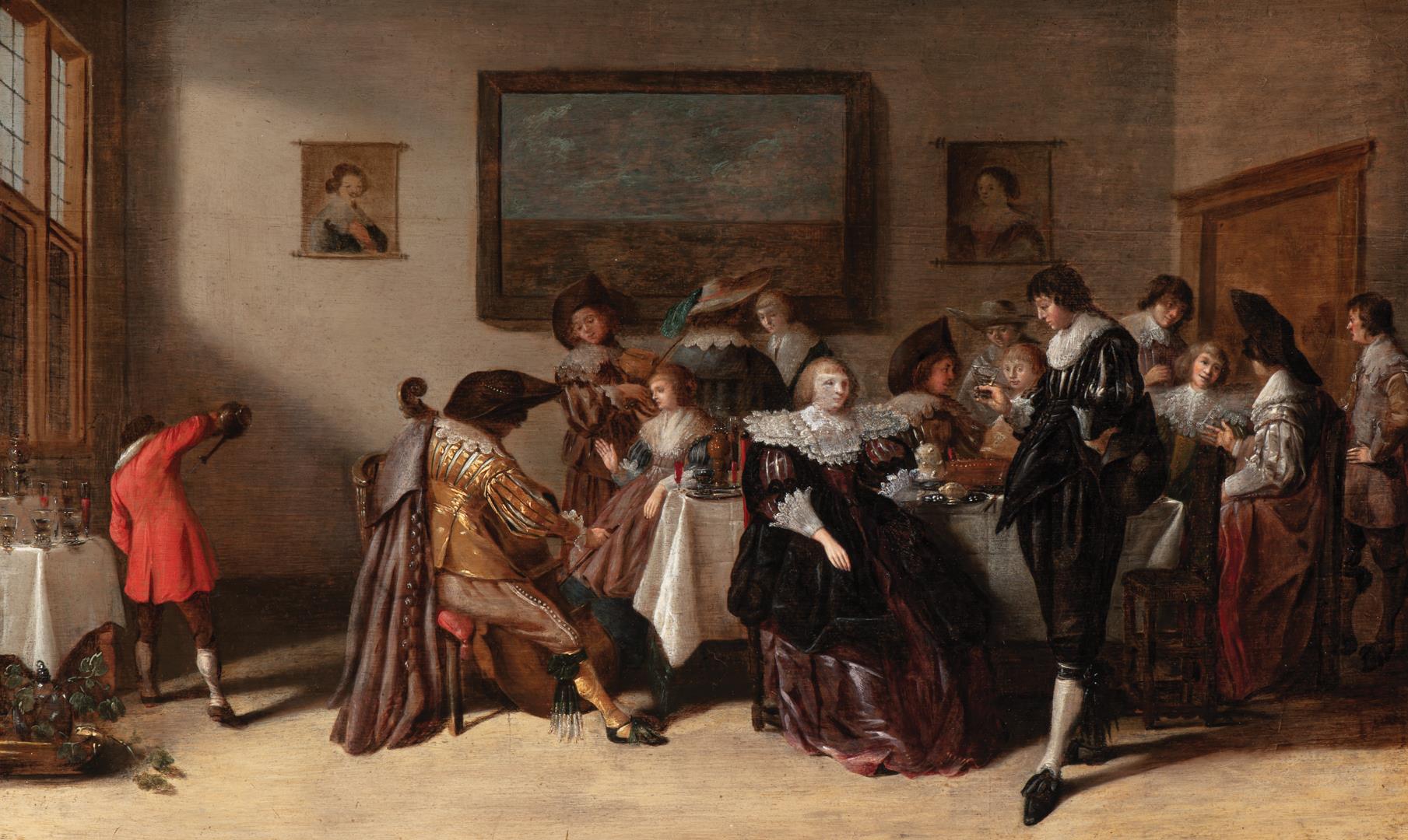 Elegant Company Eating, Drinking and Playing Music in an Interior (c. 1630)