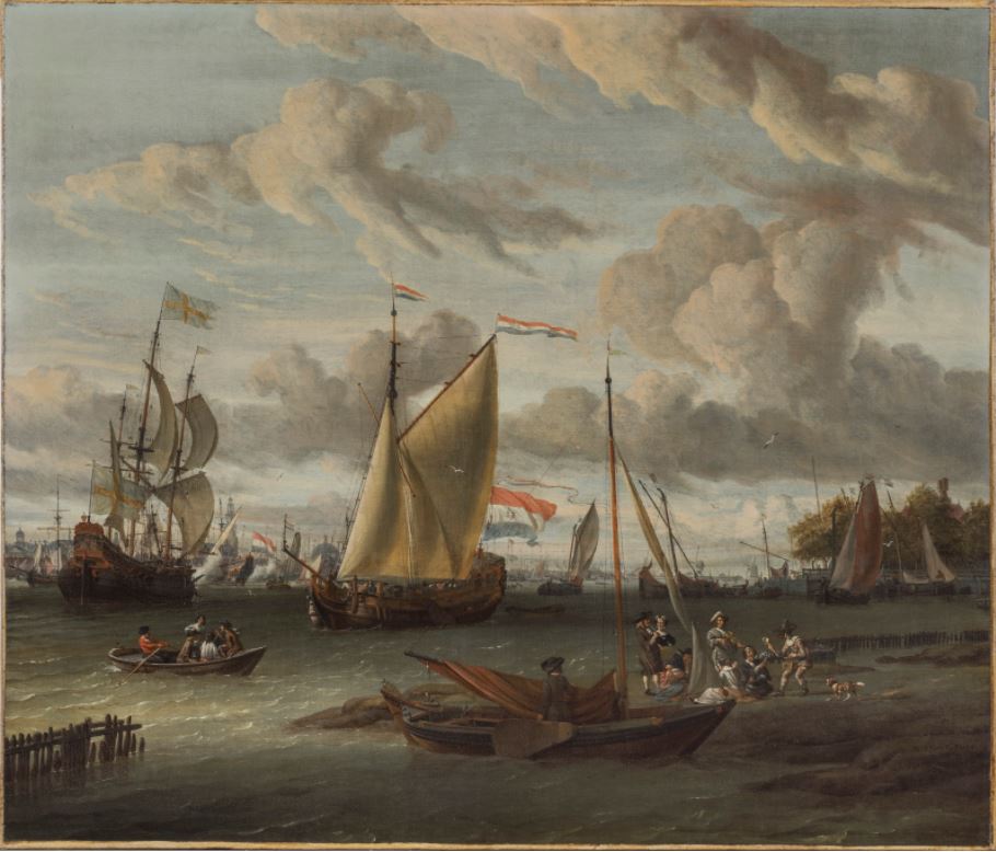 A view of the river IJ with Amsterdam in the distance A view of the river IJ with Amsterdam in the distance