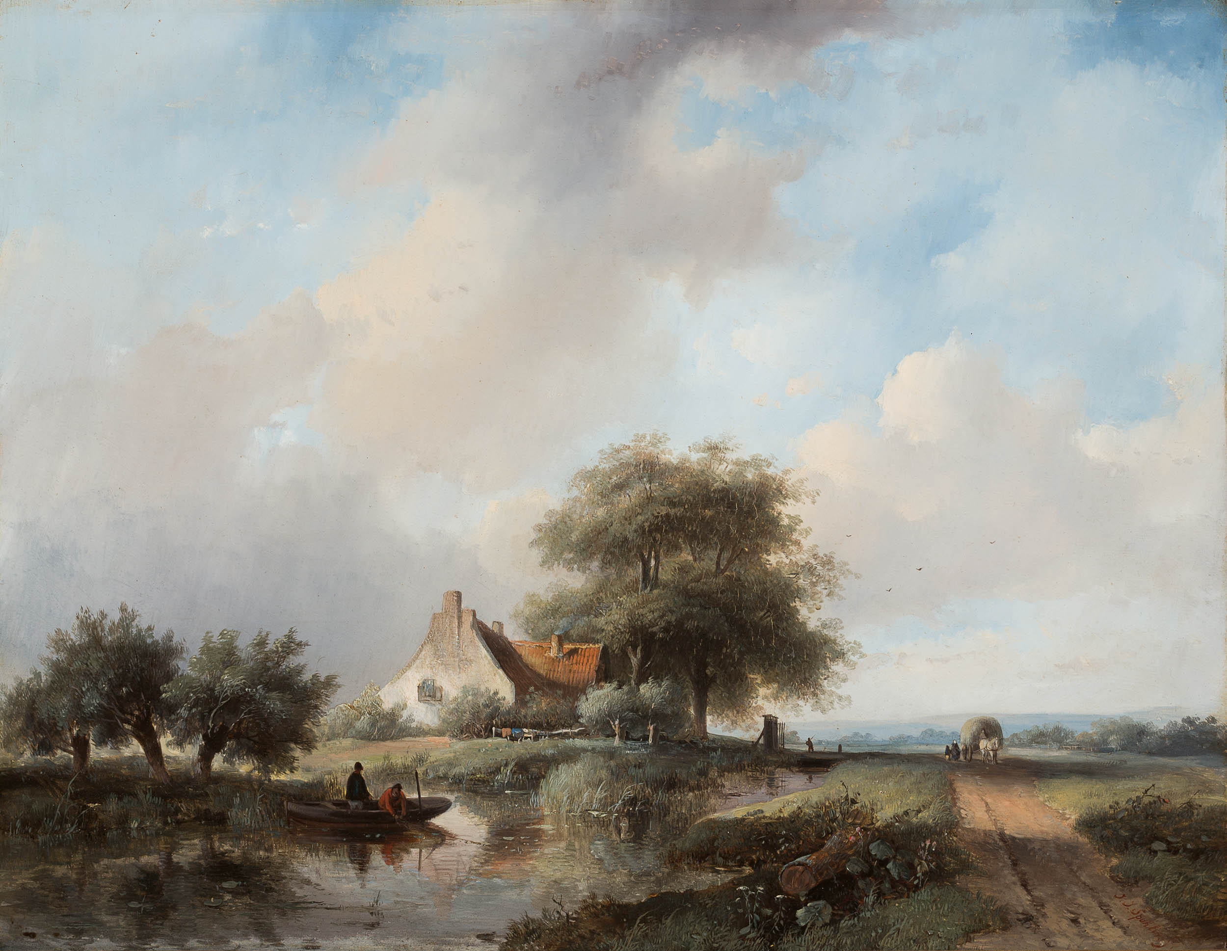 Summer Landscape With Fishermen on a River Summer Landscape With Fishermen on a River