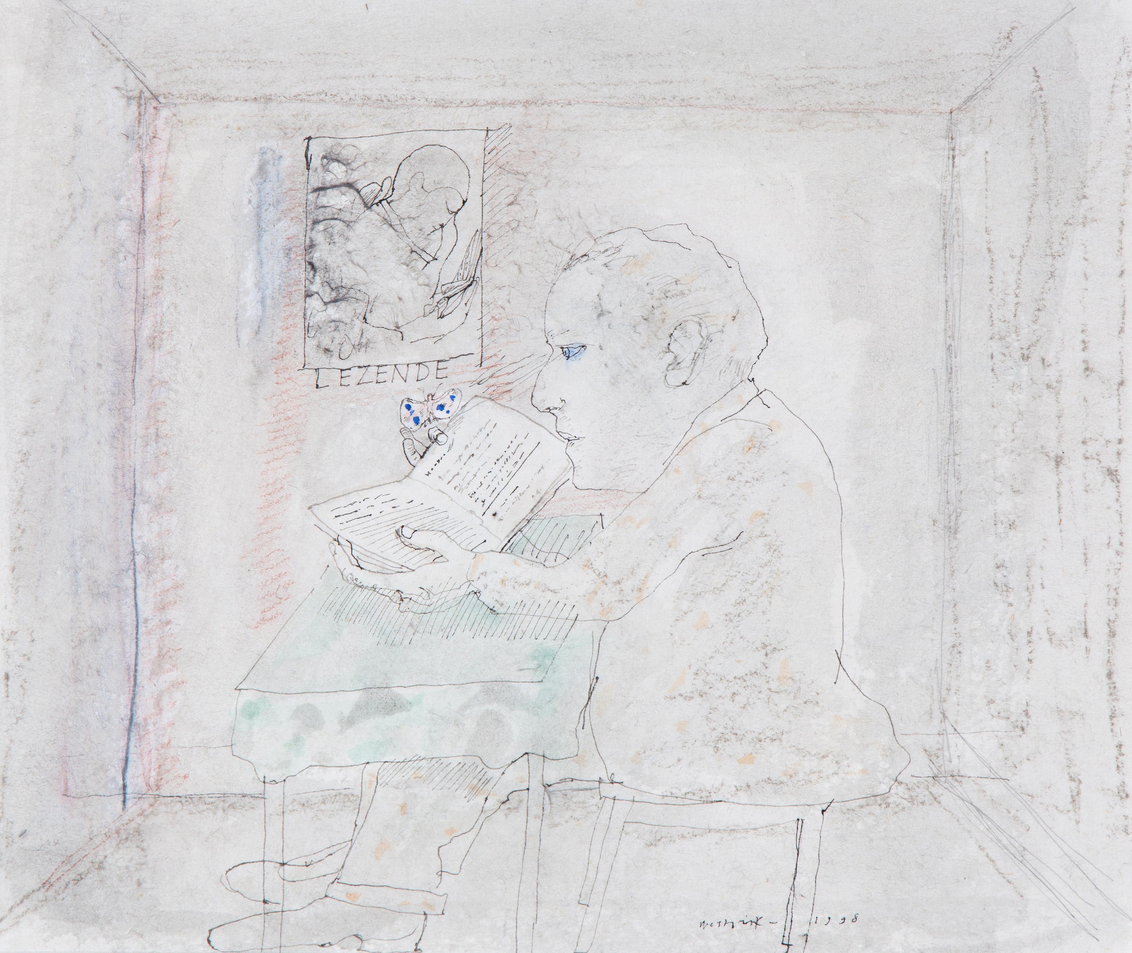 Lezende man met vlinder / Reading Man with Butterfly