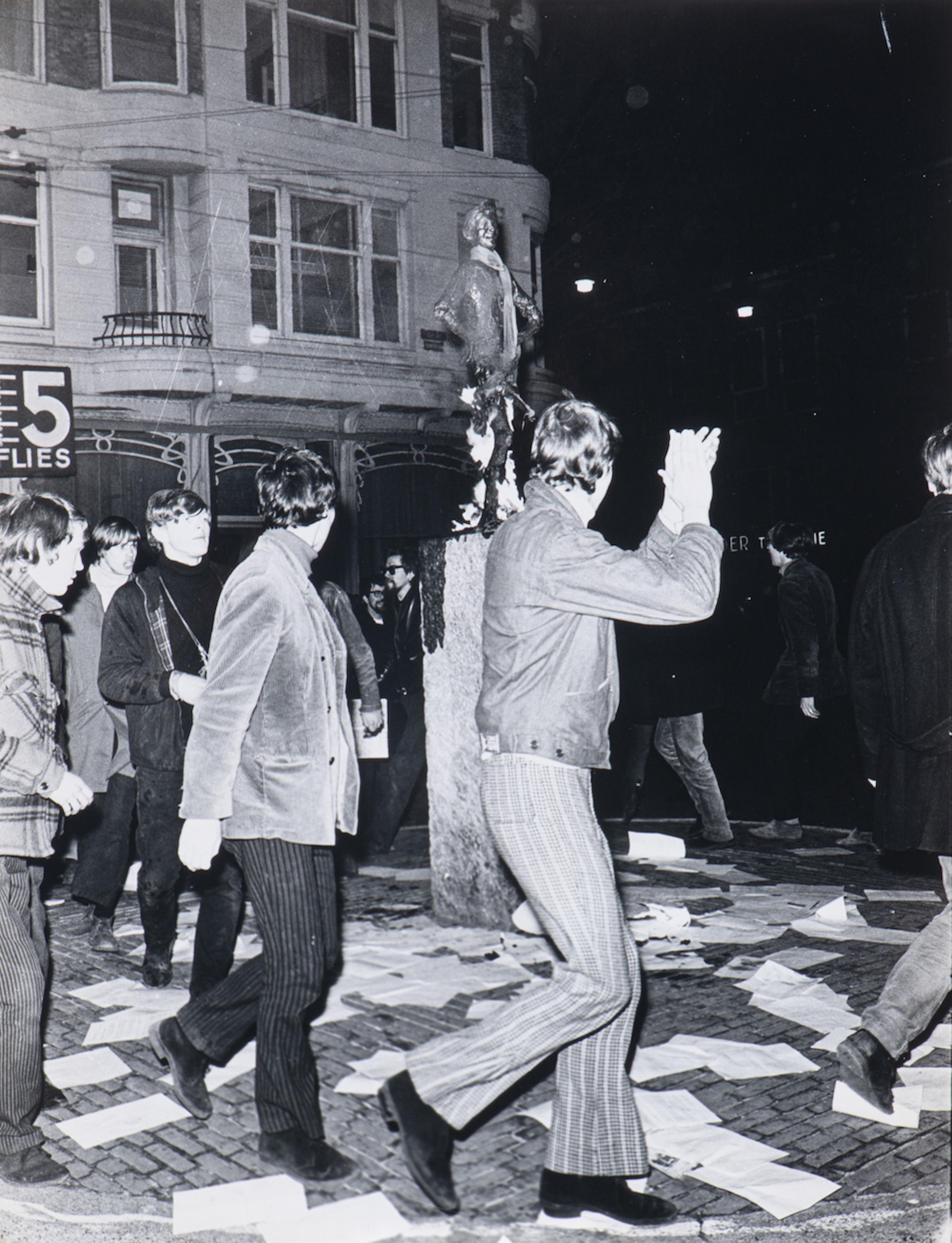 John Lennon and Yoko Ono, 1969/1988; Provos carrying a bike, 1966/1988; Provos around 'Het Lieverdje', 1960's/1988; Provo attacked by police, 1960's/1988