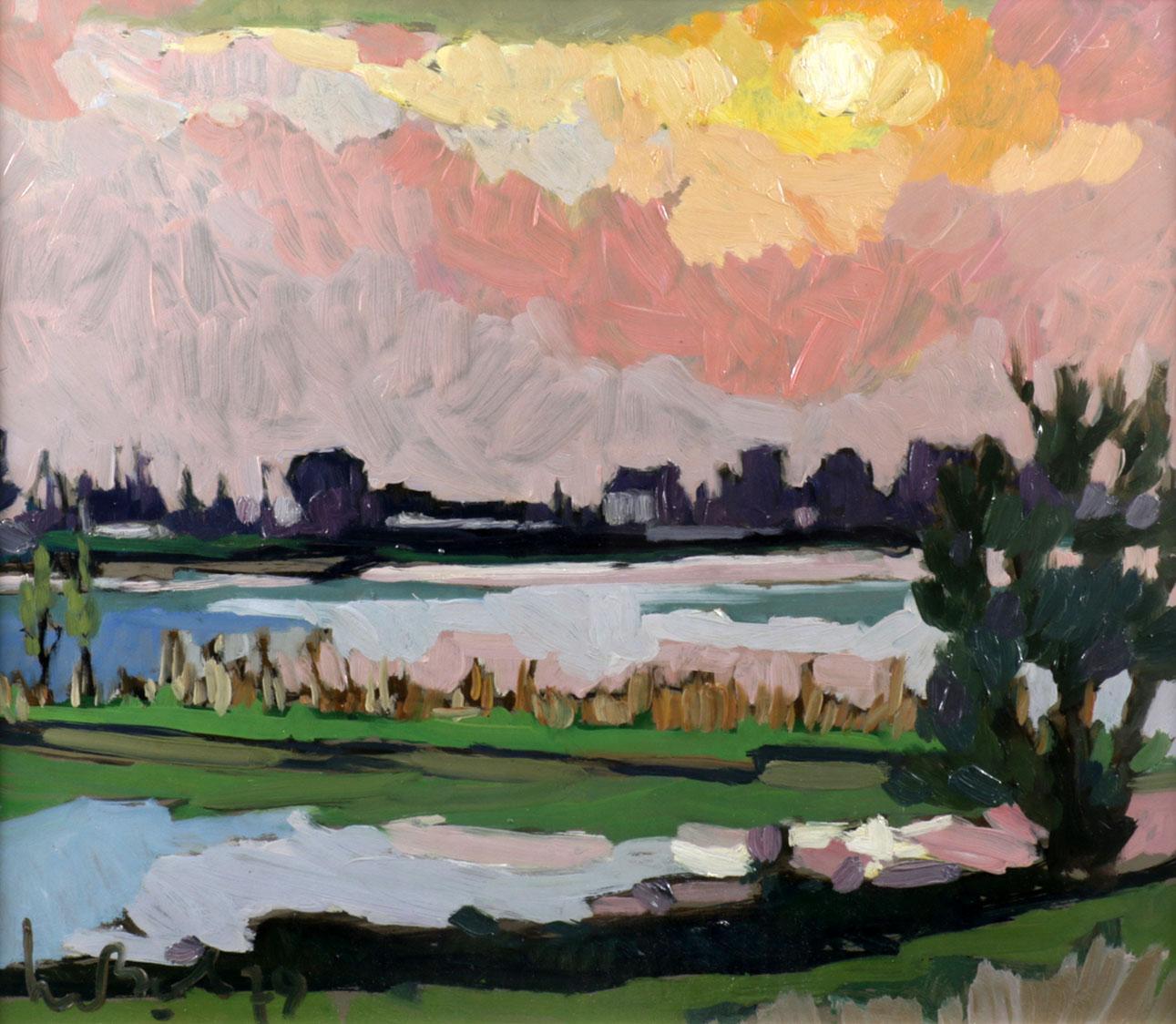 Zonsondergang over de Andelse Maas (1979)