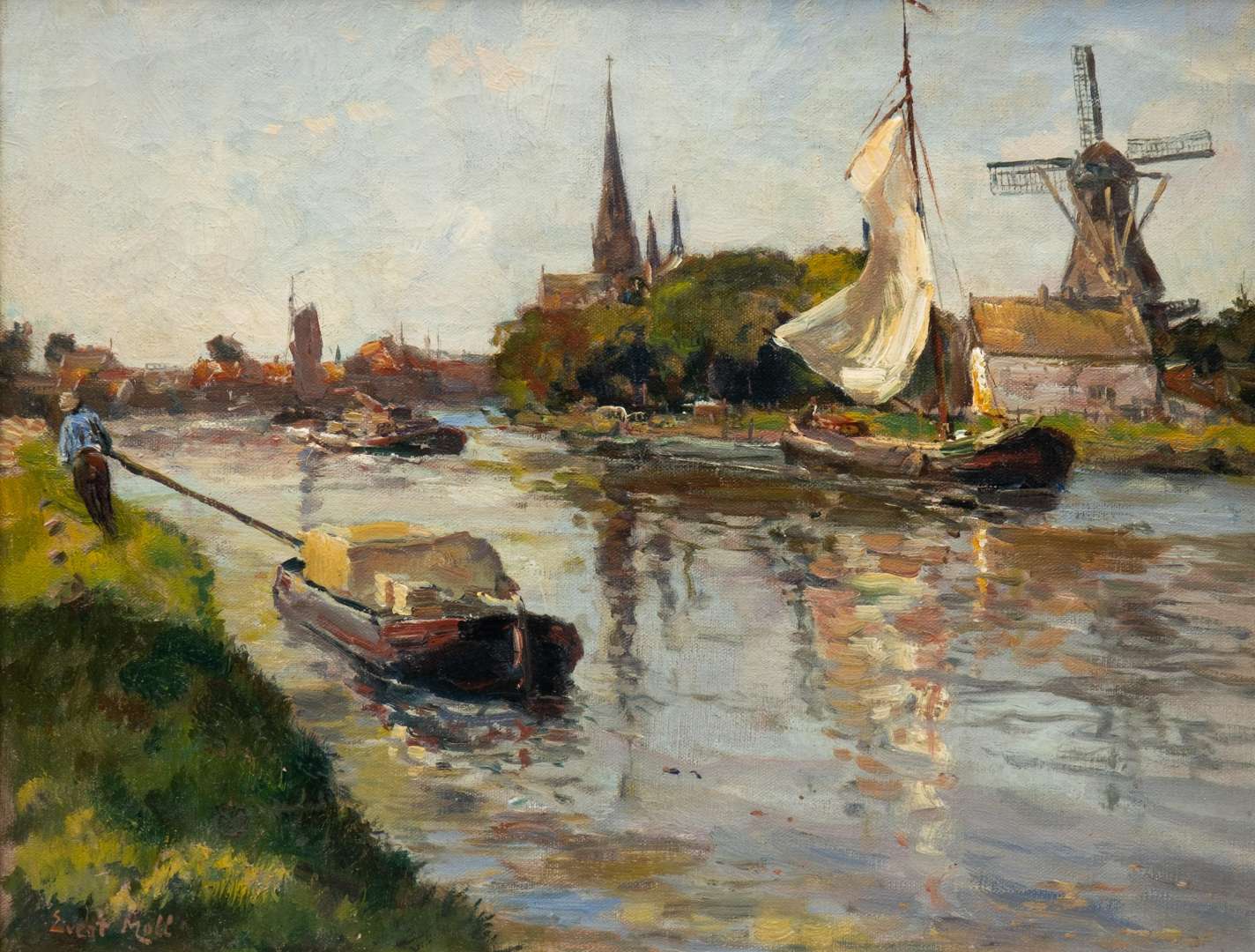 Vaart bij Leidschendam met molen De Salamander Vaart bij Leidschendam met molen De Salamander