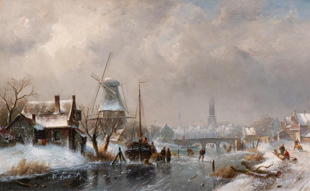 Dutch winter landscape with figures on the ice (1893) Dutch winter landscape with figures on the ice (1893)
