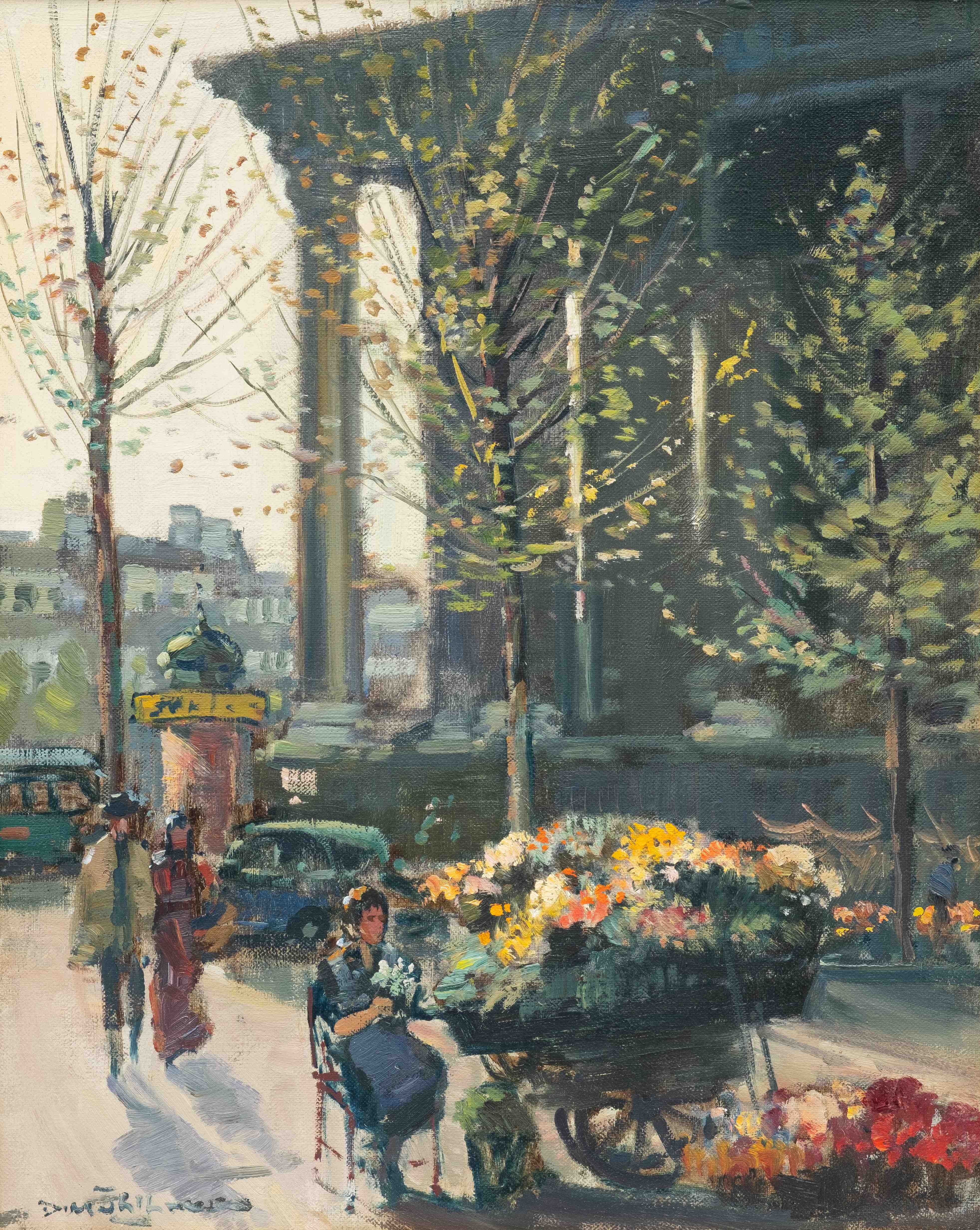 Bloemenmarkt op Place de la Madeleine te Parijs