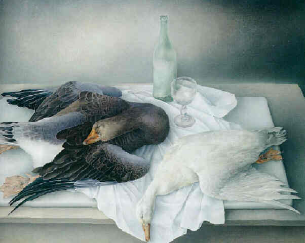 Stilleven Met Trapgans En Eend - A Still Life With A Goose And A Duck...