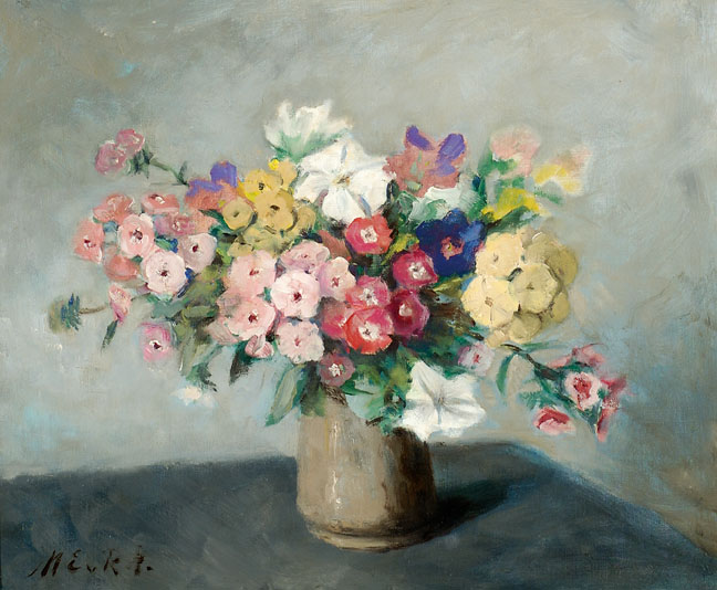 Bloemen In Een Grijze Vaas