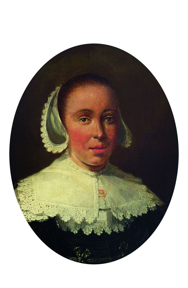 Portret Van Een Vrouw Met Een Kanten Kraag En Kapje Portret Van Een Vrouw Met Een Kanten Kraag En Kapje