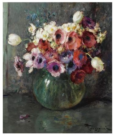 A Still Life With Anemones In A Vase