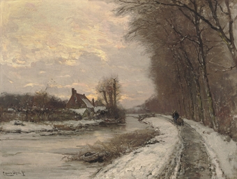 Walking along a water-way in winter
