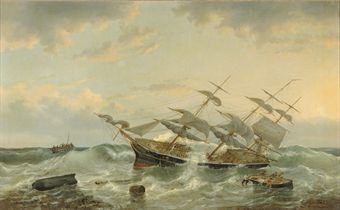 The three-master 'Constant' off the coast of New Guinea