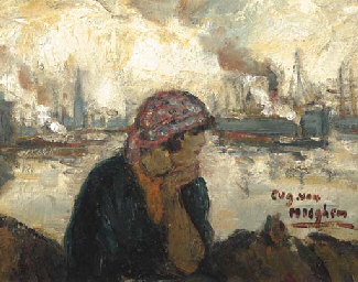 A girl in a harbour 