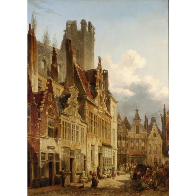 A BUSY MARKET SCENE IN THE STREETS OF GAND