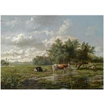 COWS IN A SUMMER LANDSCAPE