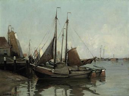 Boats in the Volendam harbour