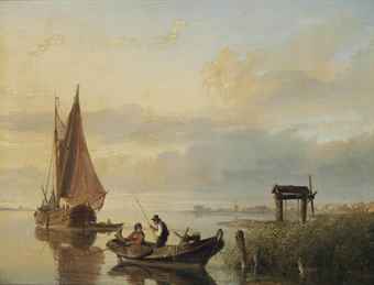 Fishing vessels at sunset