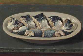A still life with pickled herring on a dish A still life with pickled herring on a dish