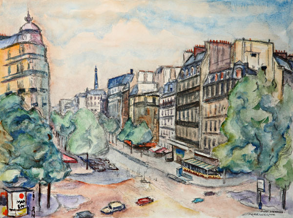 Gezicht op een straat te Montparnasse, Parijs