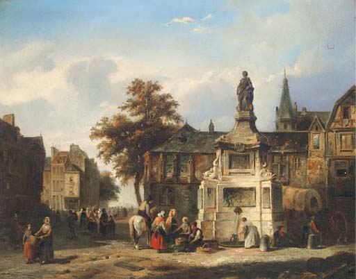 A meeting in a Continental town square