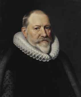 Portrait of Maerten Ruychaver (1545-1626), Burgomaster of Haarlem, bust-length, in a black costume with a 'millstone' ruff and a fur mantle