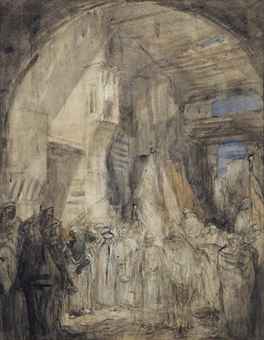 A procession (recto); a bazaar (verso)