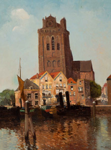 Gezicht op de Grote Kerk, Dordrecht