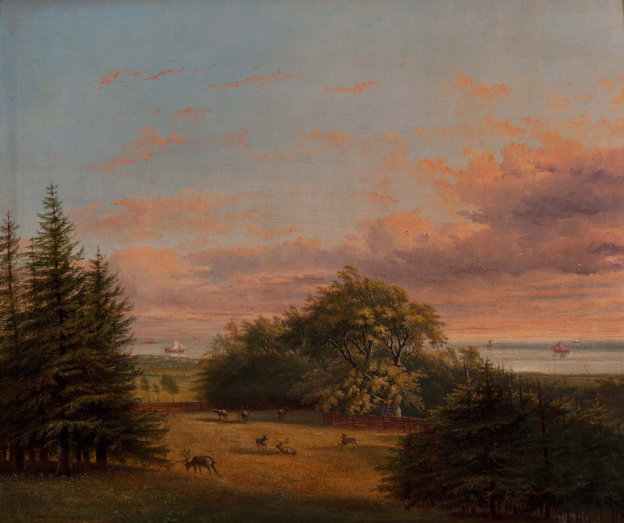 Herten in het avondgloren Herten in het avondgloren