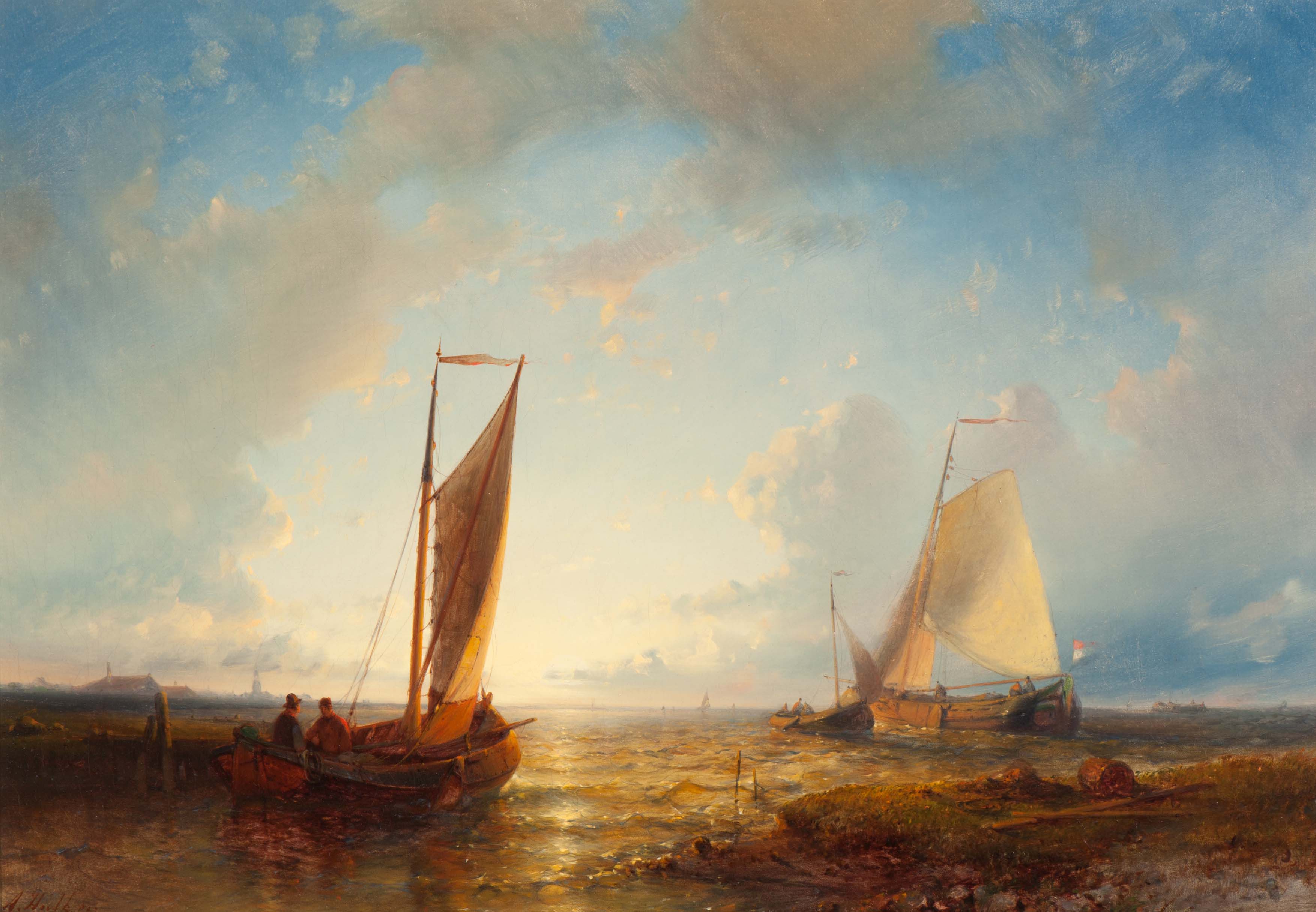Vissersboten voor de kust