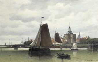 A view of the harbour of Enkhuizen with the Dromedaris